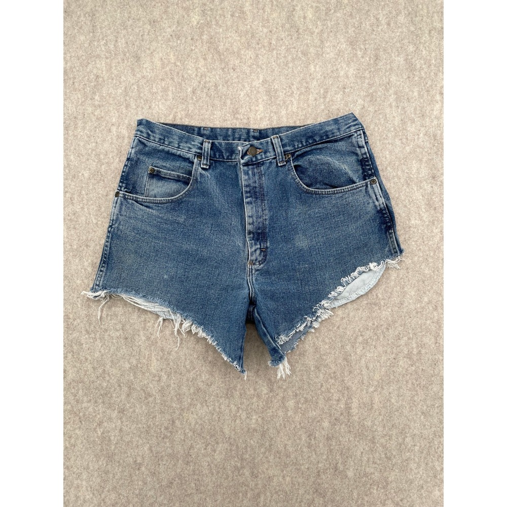 Vintage Wrangler Cutoff Denim Shorts 34 Frayed Raw Hem Blue Jean Shorts
